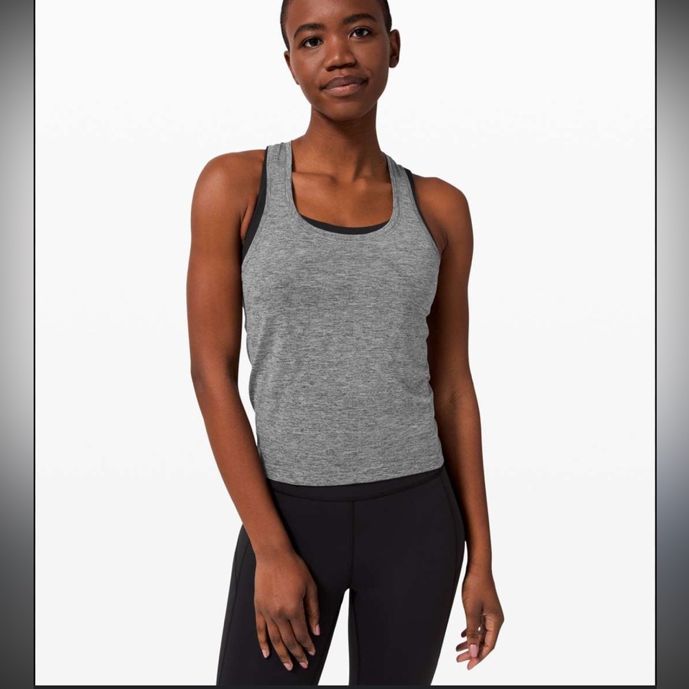 EUC- Lululemon- Sz 10- Lt Grey- Race Length* Swiftly Racerback